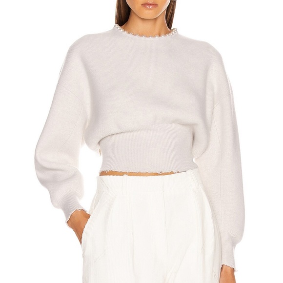 Alexander Wang pearl necklace cashmere blend crew neck sweater with open back - Picture 8 of 8